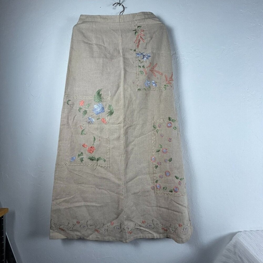 The Eagle's Eye Women's Floral Embroidered Pattern Straight Midi Skirt Brown 6